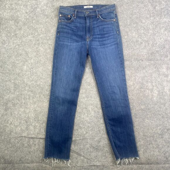 Grlfrnd Womens Slim Leg Reed Jeans Night Light Blue Cotton Size 27 - Picture 1 of 12